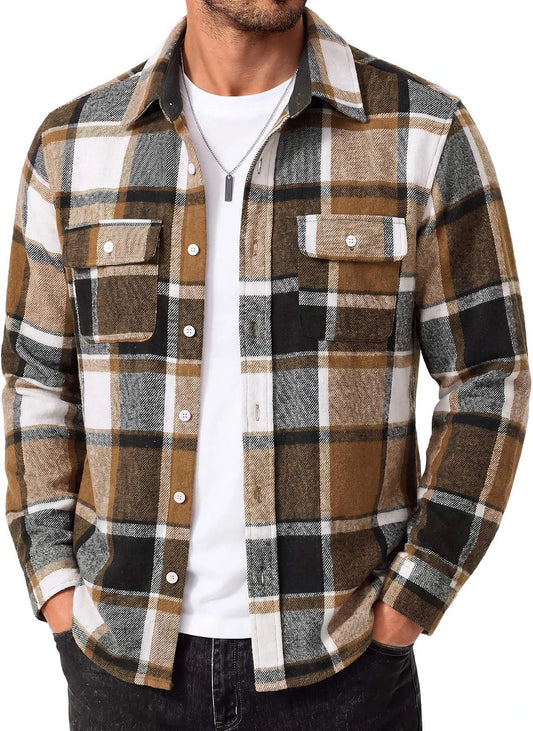 COOFANDY Men's Cotton Plaid Flannel Shirt