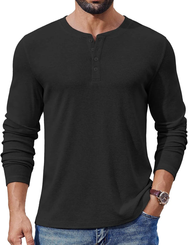COOFANDY Mens Long Sleeve Henley Shirt