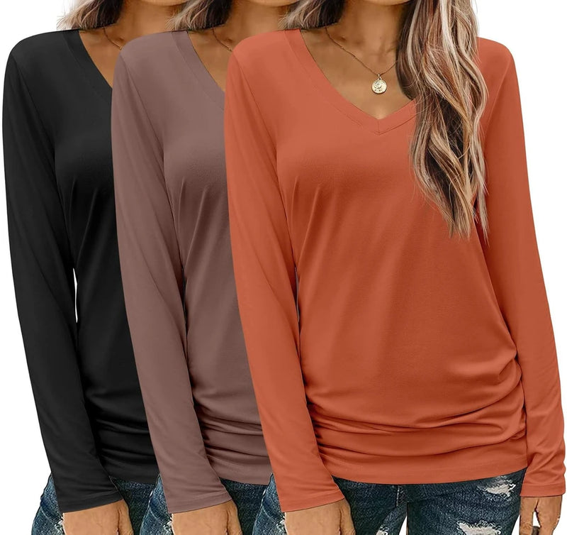 Casual V-Neck Long Sleeve Top