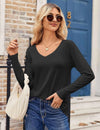 Casual V-Neck Long Sleeve Top