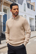 Coofandy Mens Quarter Button Knit Sweater