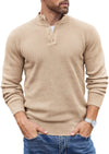 Coofandy Mens Quarter Button Knit Sweater