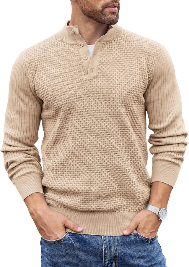 Coofandy Mens Quarter Button Knit Sweater