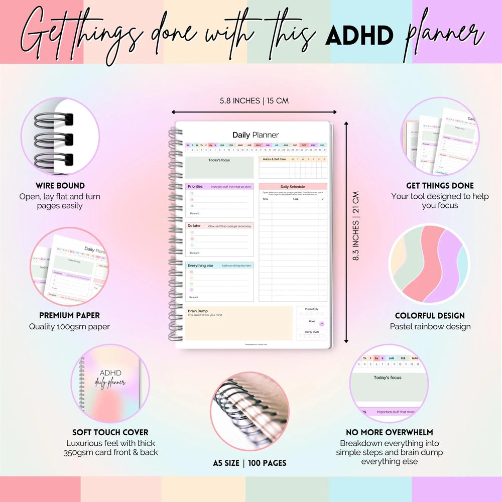 Colorful ADHD Daily Planner