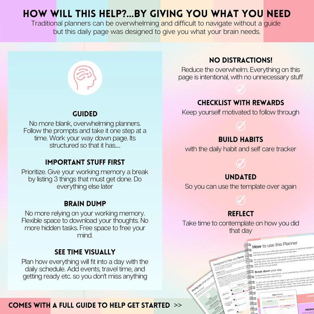 Colorful ADHD Daily Planner