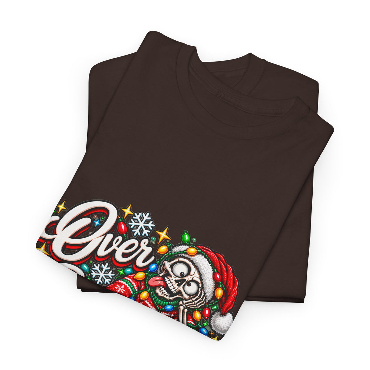 Over Stimulated Christmas Tee — Funny Holiday Santa Candy Lights T-Shirt