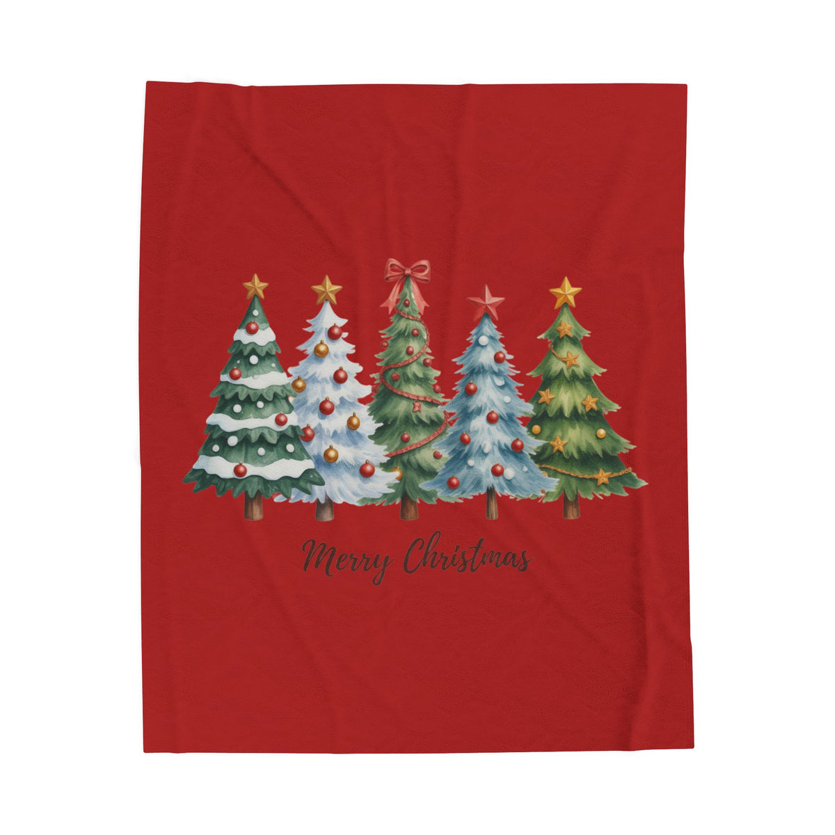 Christmas Tree Velveteen Plush Blanket – "Merry Christmas" Holiday Throw