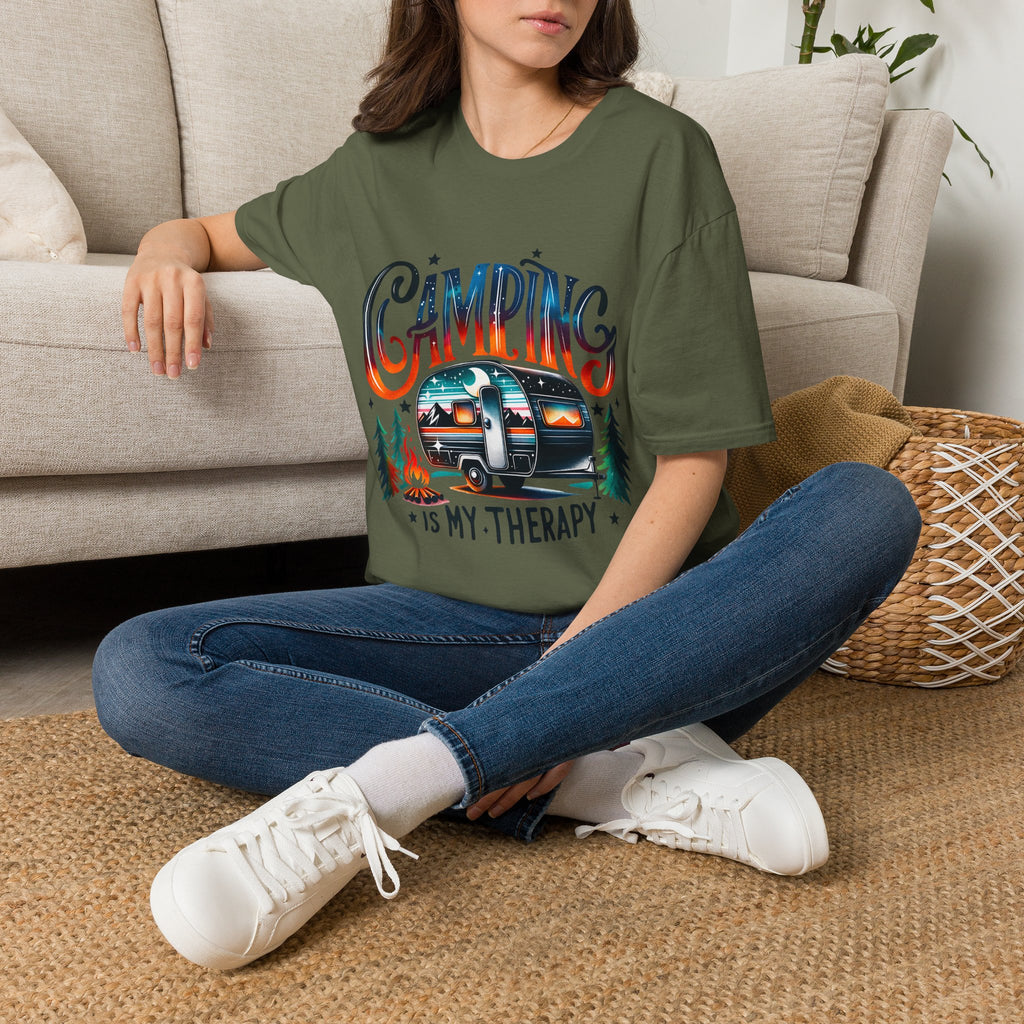 Camping Retro Camper T-Shirt | Camping Is My Therapy