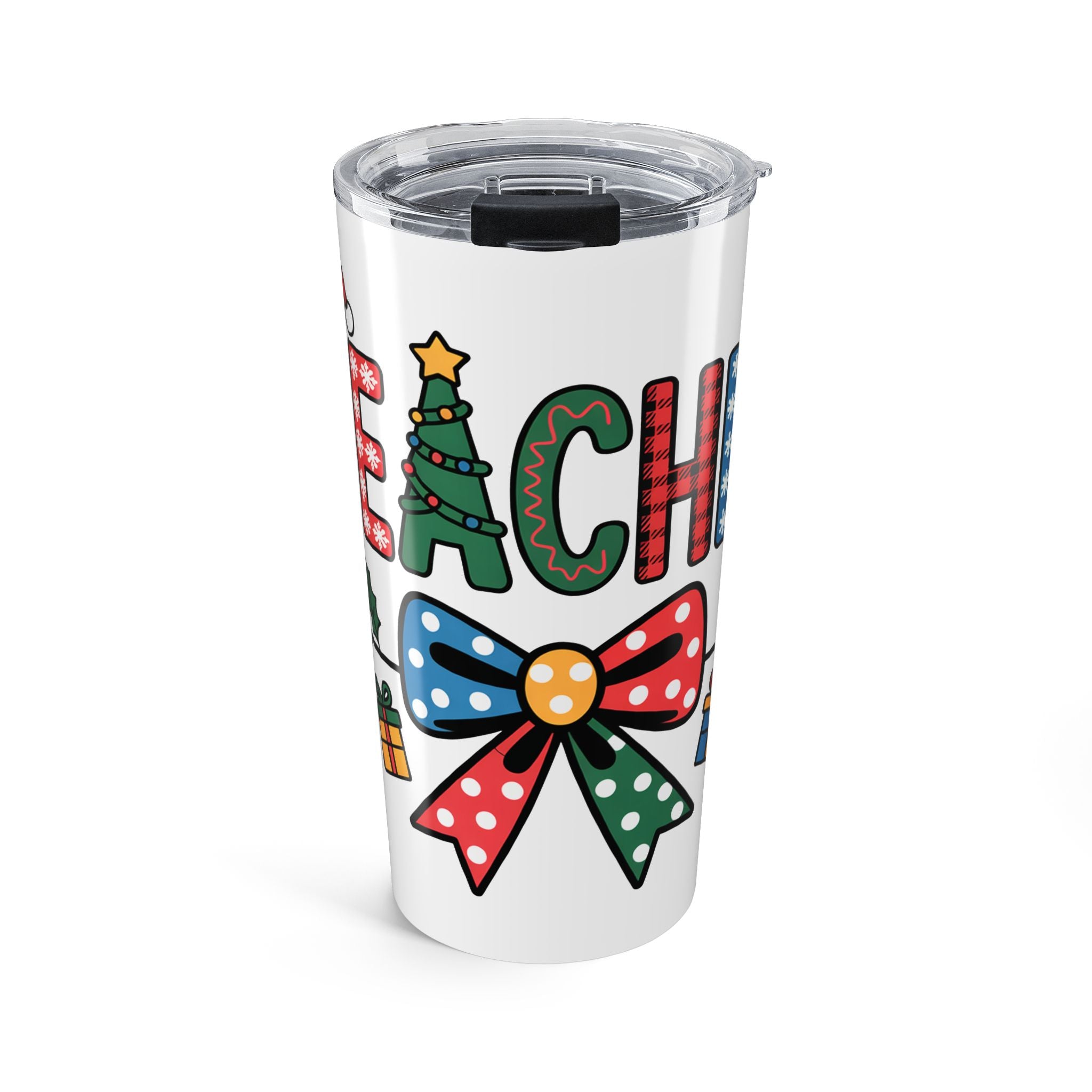 Beach Merry Christmas Tumbler 20oz | Holiday Tree Bow Reindeer Design