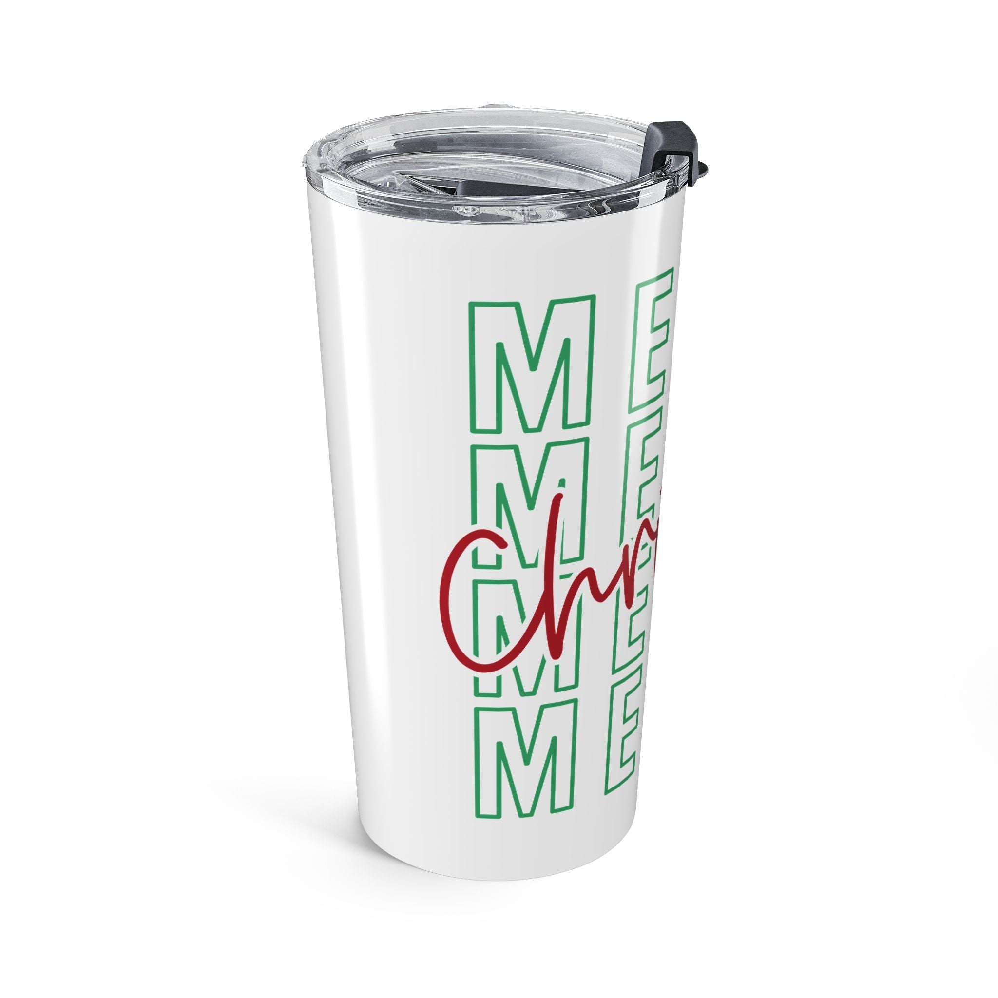 Merry Christmas script Tumbler 20oz | holiday typography travel cup