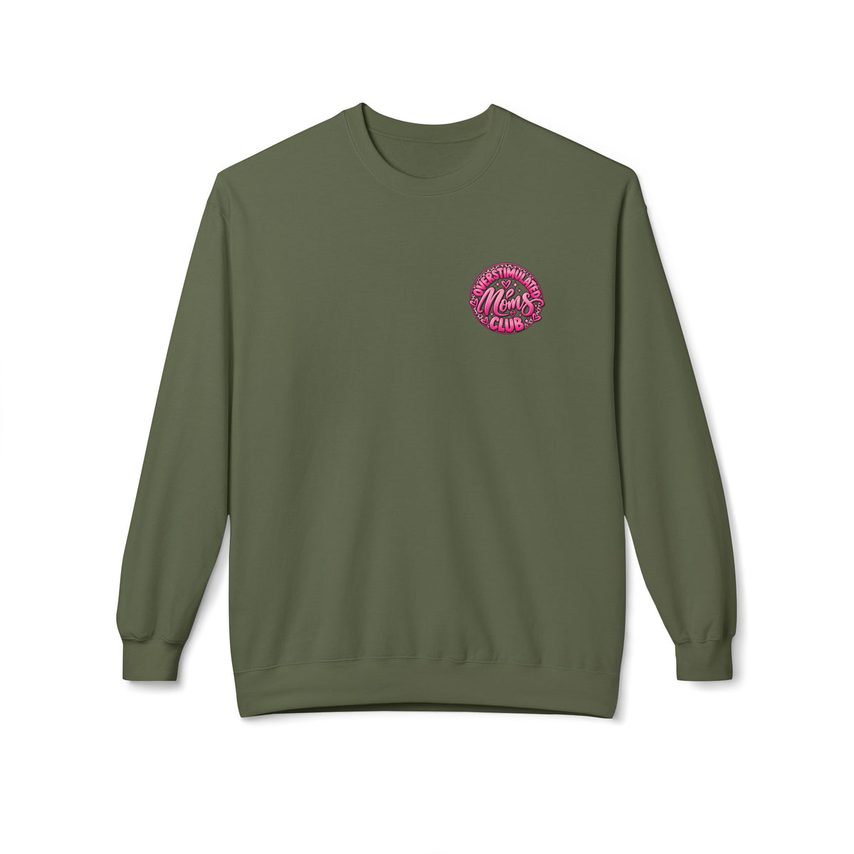 Crewneck Sweatshirt — 'Overstimulated Minds Club' Pink Graphic Crew