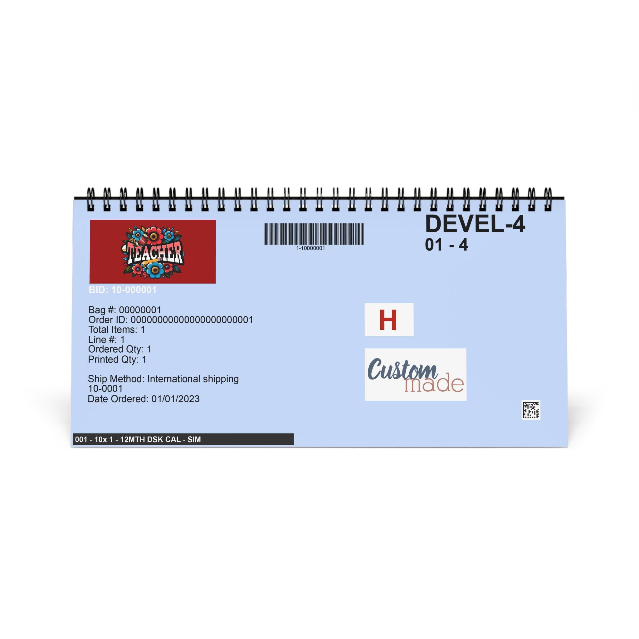 Teacher floral typography Desktop Calendar | 2026 grid