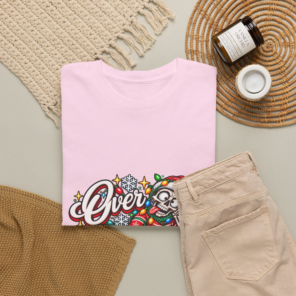 Over Stimulated Christmas Tee — Funny Holiday Santa Candy Lights T-Shirt