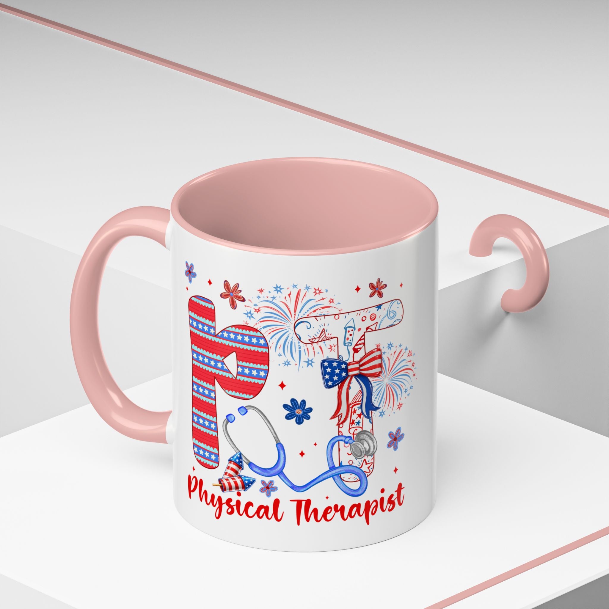 Physical Therapist Patriotic Accent Coffee Mug — 11/15oz
