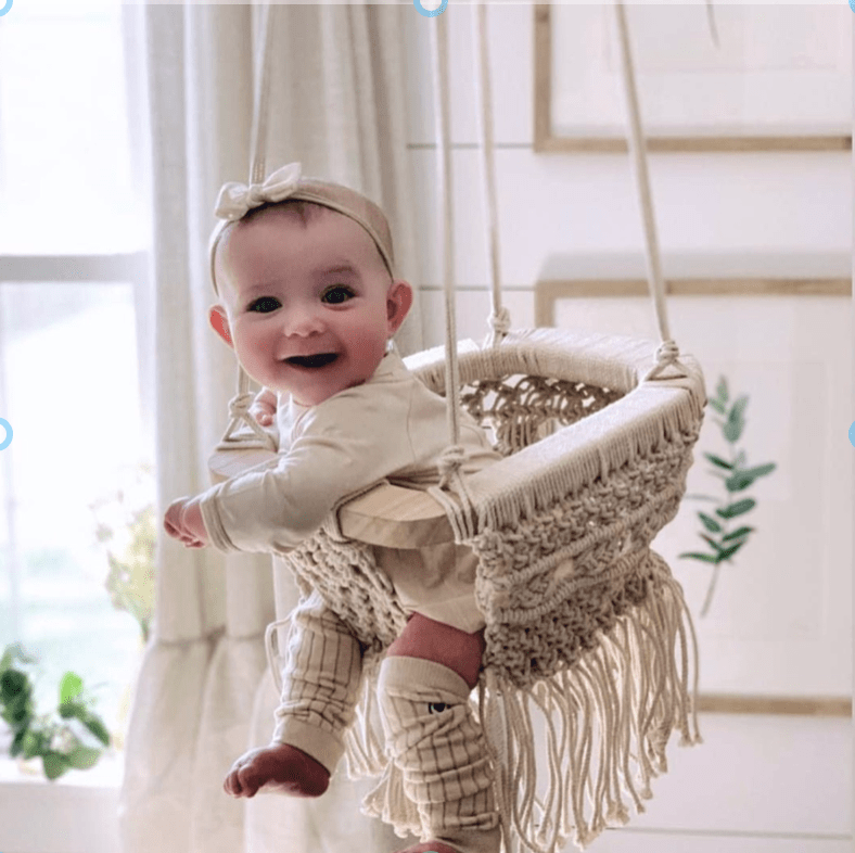 Handmade Organic Macrame Baby Swing – Boho Nursery Decor