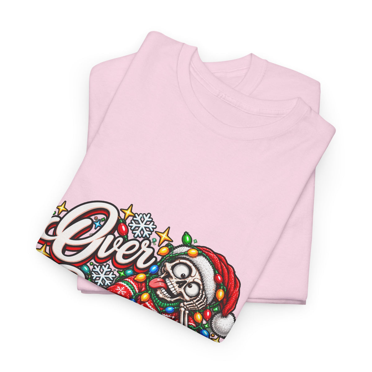 Over Stimulated Christmas Tee — Funny Holiday Santa Candy Lights T-Shirt