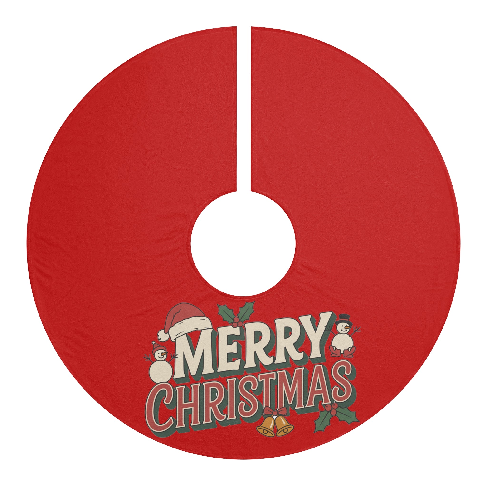 Merry Christmas Tree Skirt | Red Holiday Tree Skirt