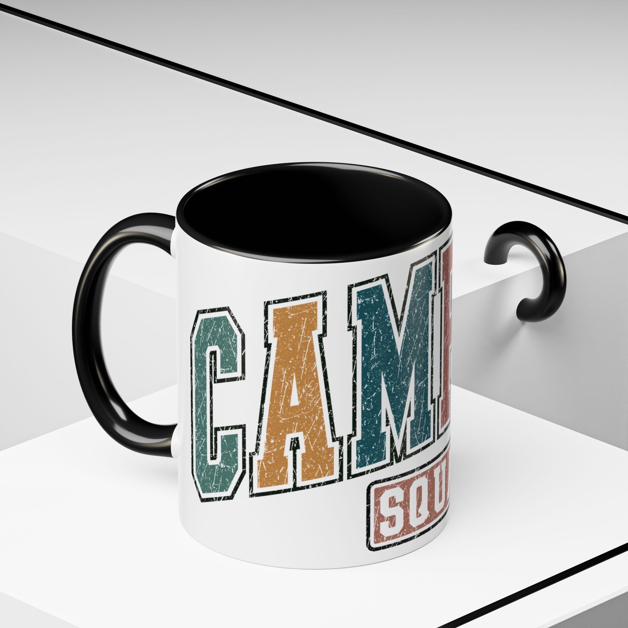 Camping Squad Mug | Rustic Vintage Lettering Accent Coffee Mug