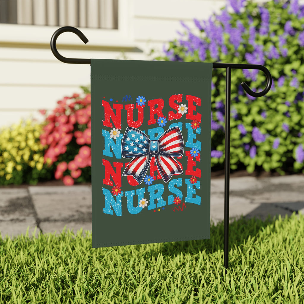Nurse Garden Flag – Patriotic American Flag Bow Nursing Garden Banner