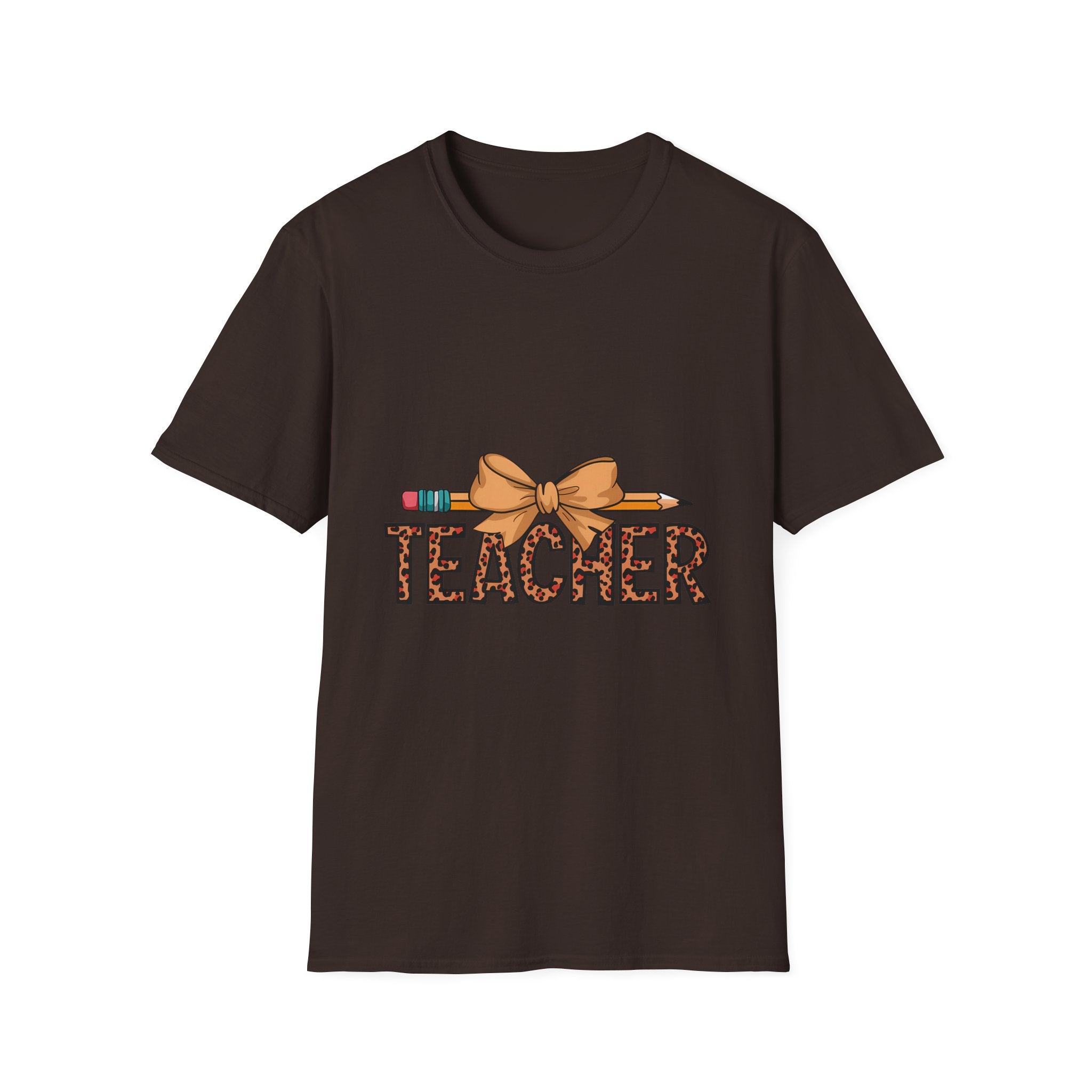 Teacher Leopard Nameplate Pencil Bow T-Shirt | Back to School Shirt