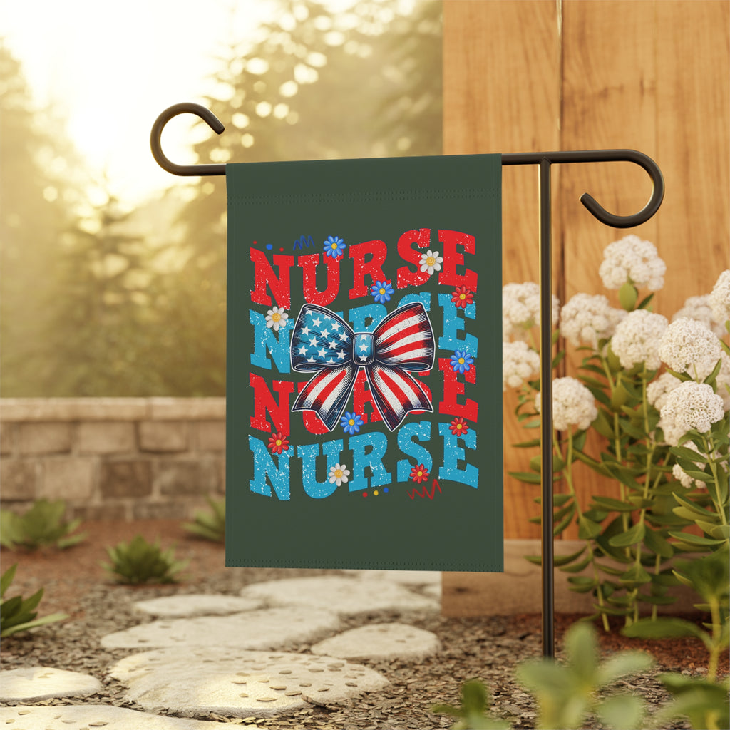 Nurse Garden Flag – Patriotic American Flag Bow Nursing Garden Banner