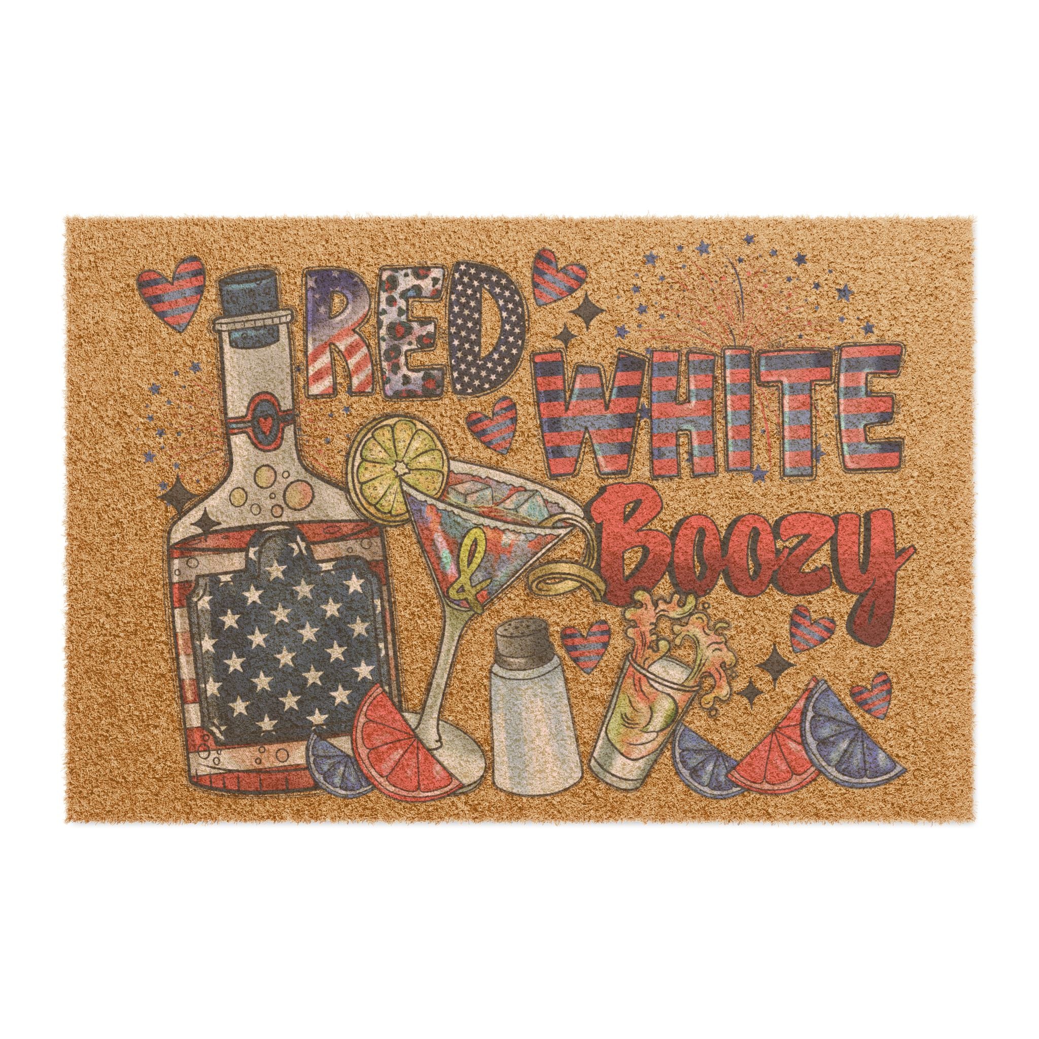 Doormat — "Red White & Boozy" Patriotic Cocktail Welcome Mat