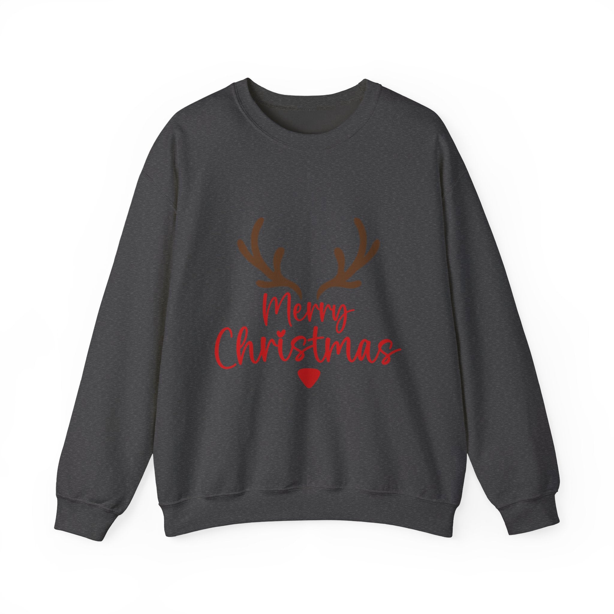 Reindeer Antlers Merry Christmas Sweatshirt | Holiday Christmas Crewneck