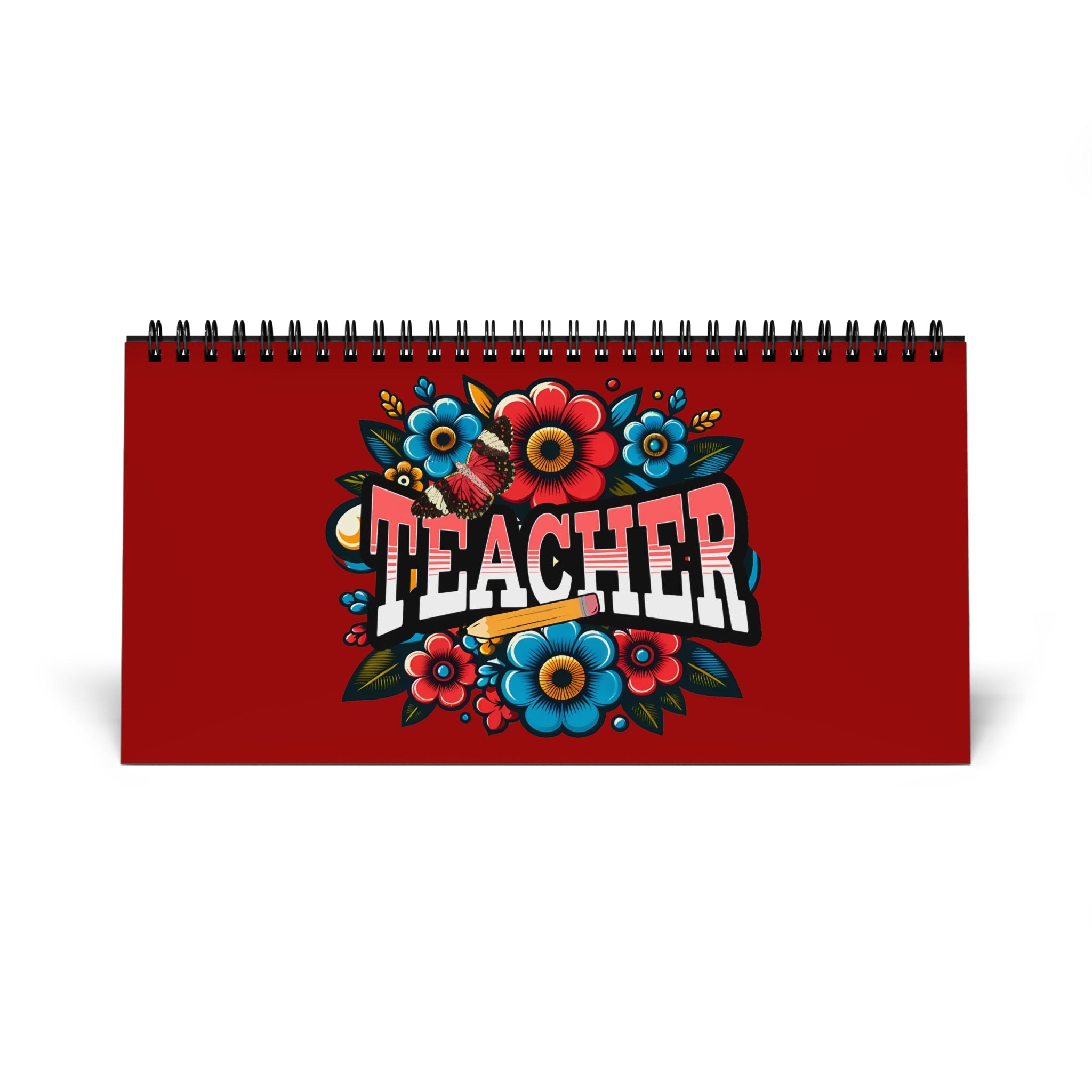 Teacher floral typography Desktop Calendar | 2026 grid