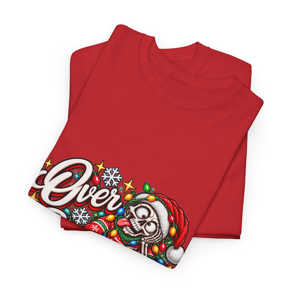 Over Stimulated Christmas Tee — Funny Holiday Santa Candy Lights T-Shirt