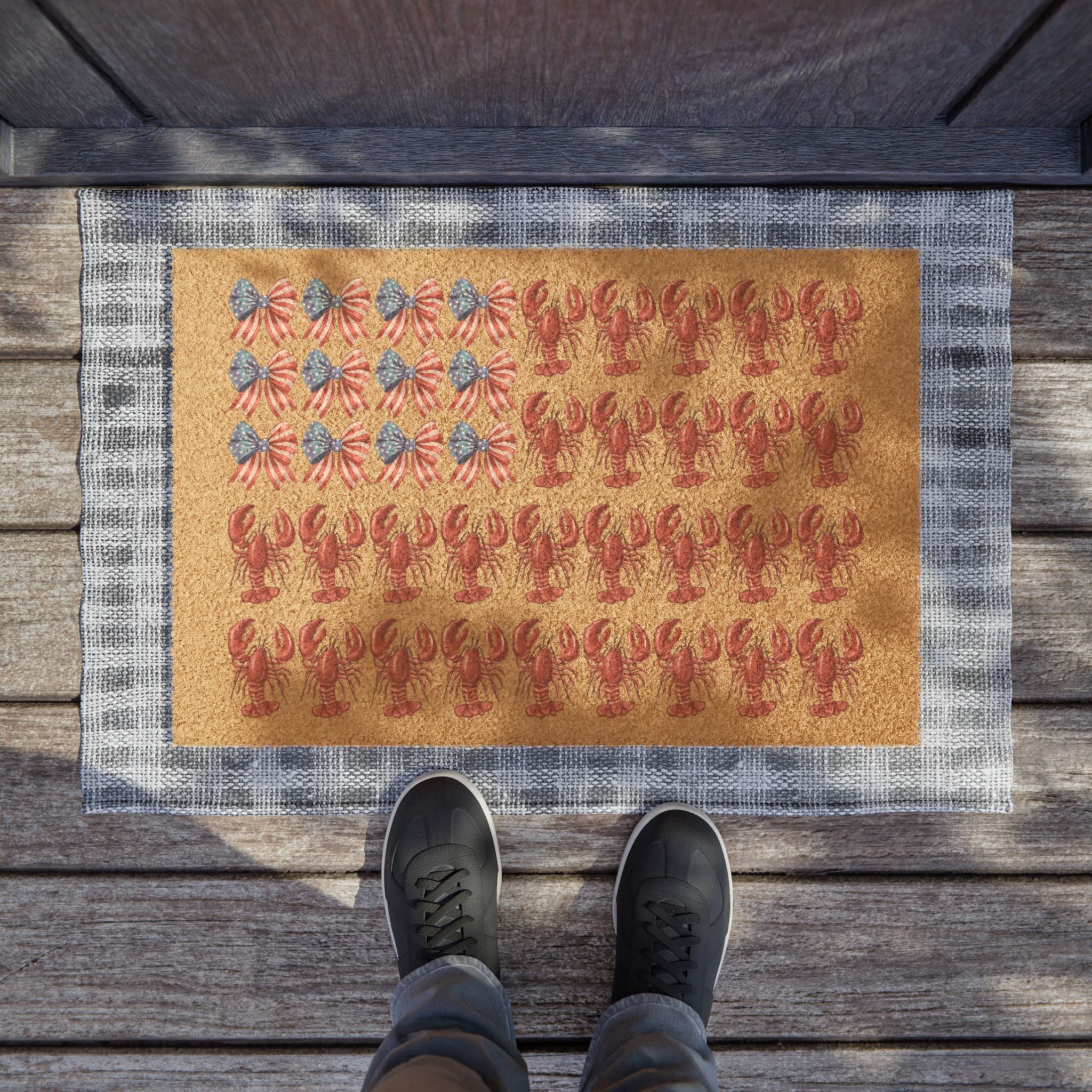 Lobster Flag Doormat | Nautical Coastal Welcome Mat