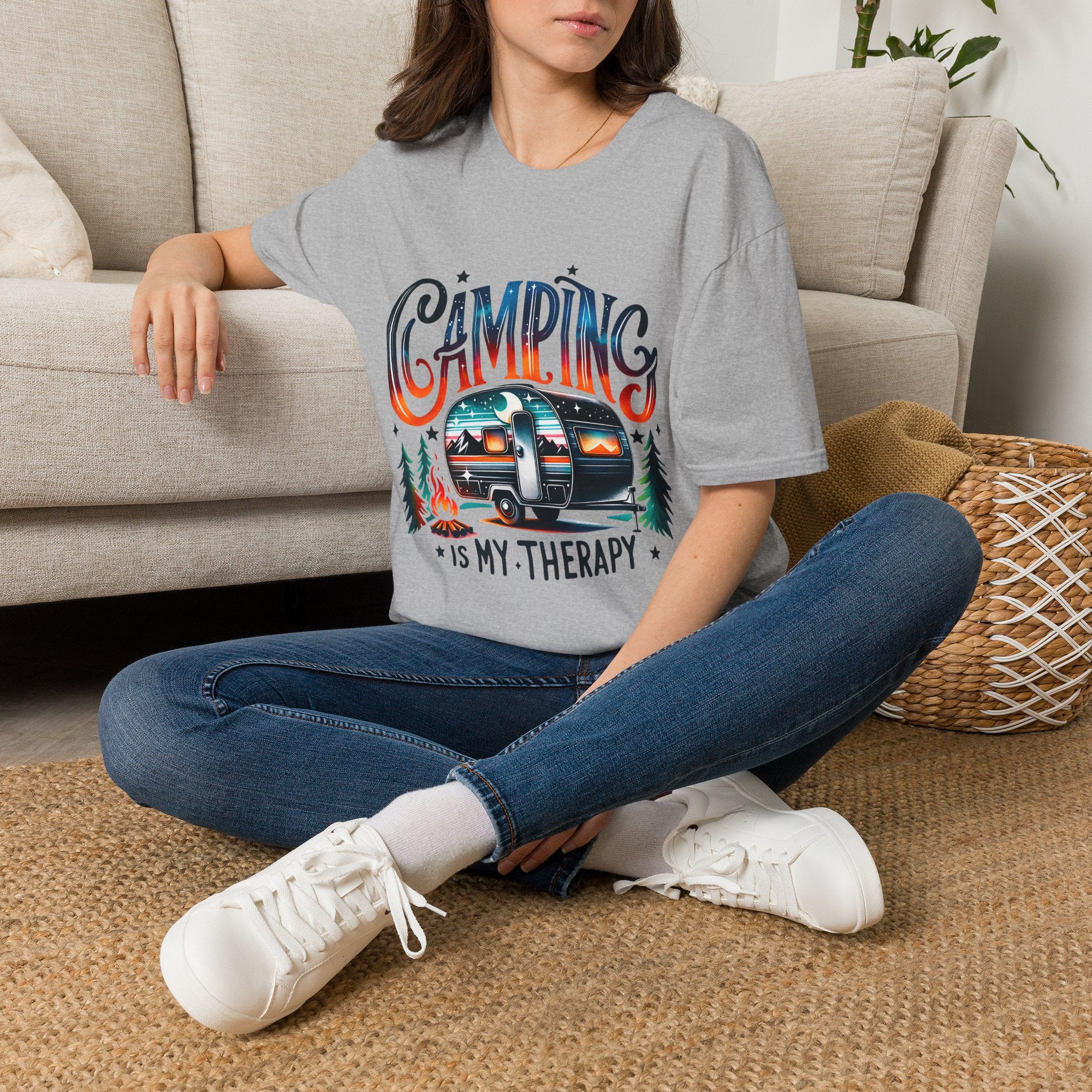 Camping Retro Camper T-Shirt | Camping Is My Therapy
