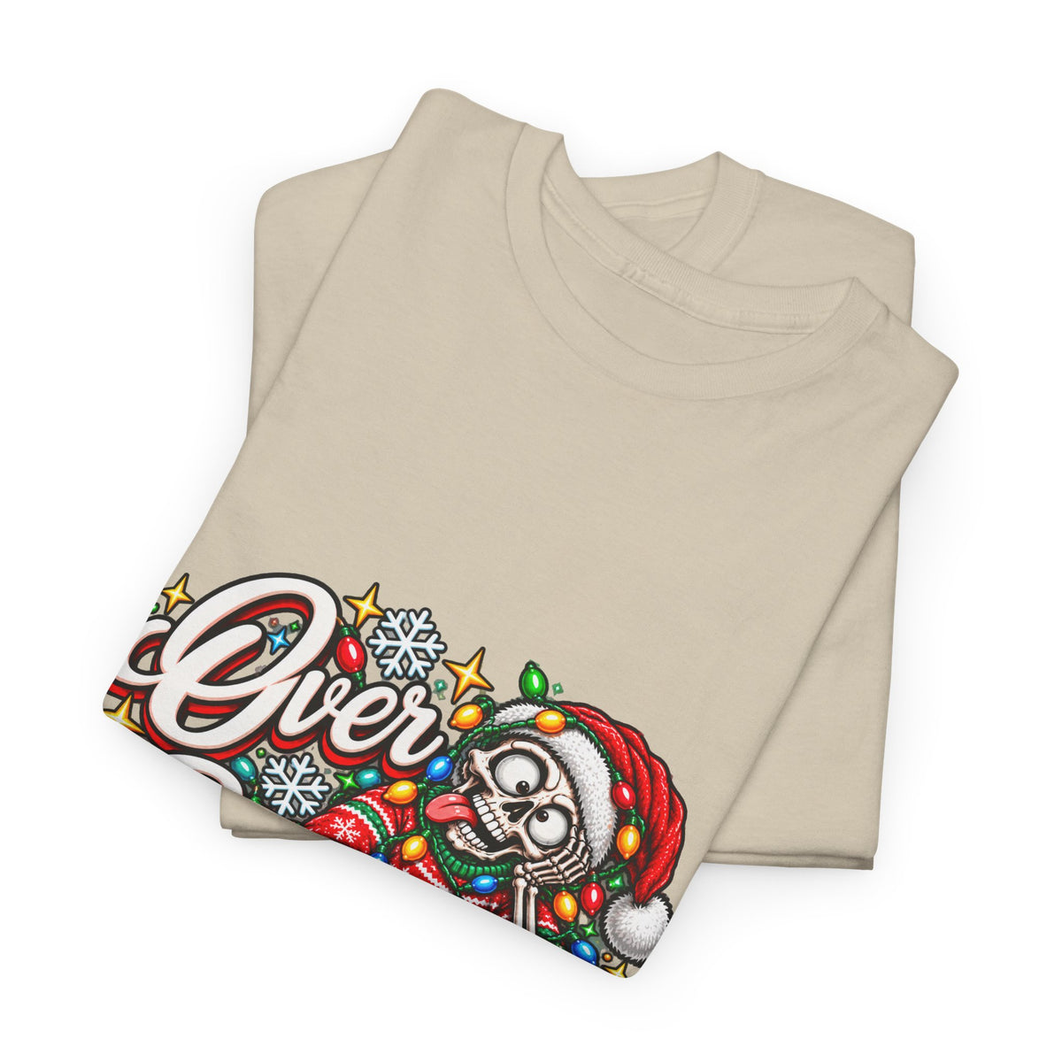 Over Stimulated Christmas Tee — Funny Holiday Santa Candy Lights T-Shirt