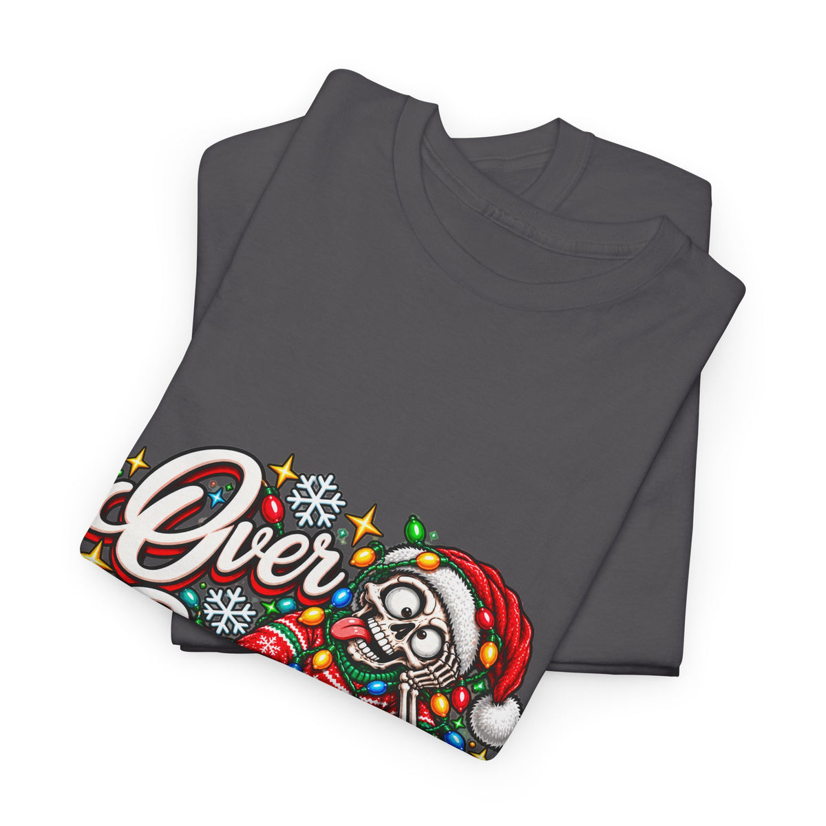Over Stimulated Christmas Tee — Funny Holiday Santa Candy Lights T-Shirt