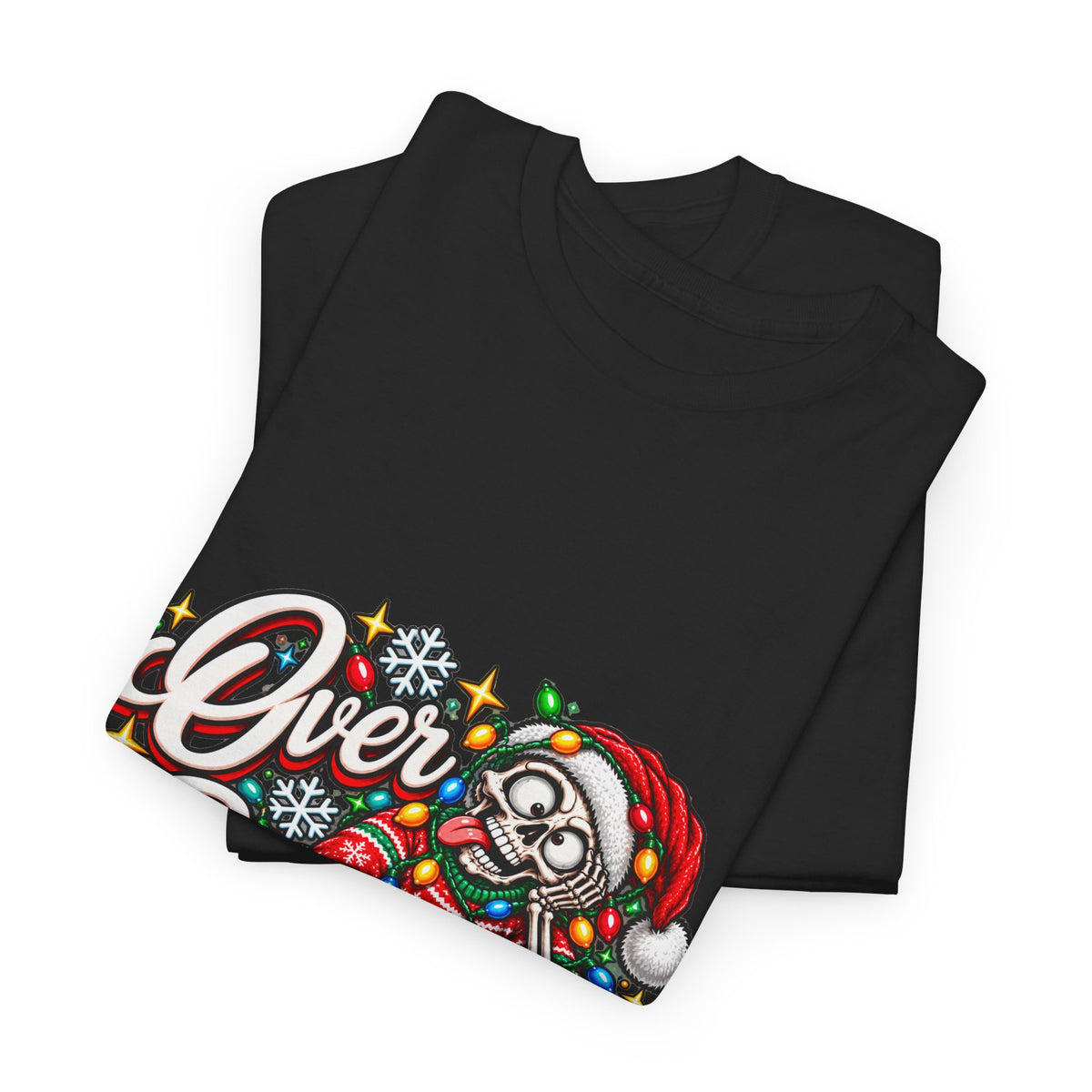 Over Stimulated Christmas Tee — Funny Holiday Santa Candy Lights T-Shirt