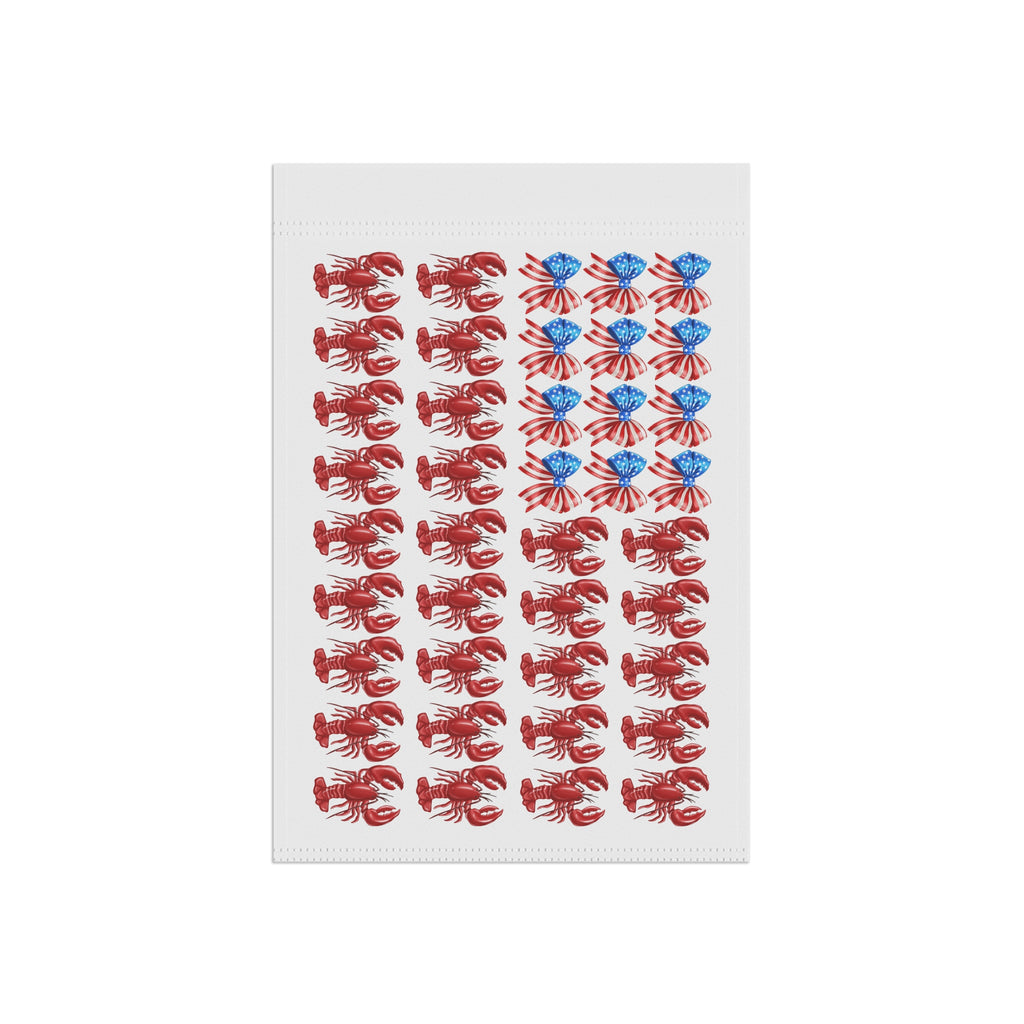 Patriotic Lobster & Shell Garden Flag - Coastal American Flag Yard Banner