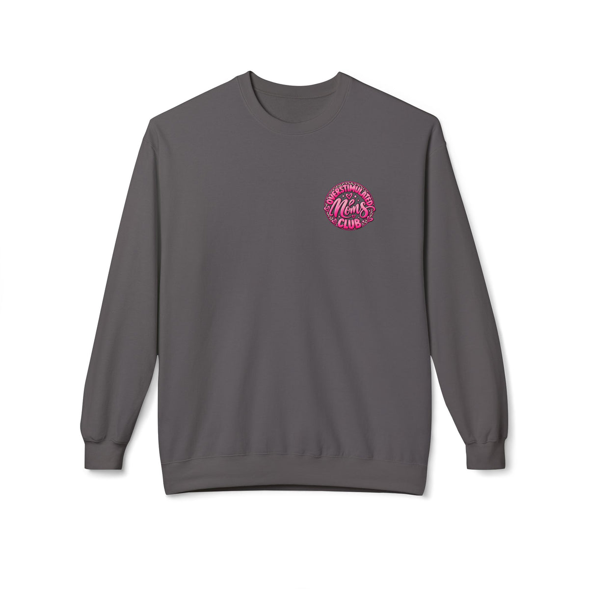 Crewneck Sweatshirt — 'Overstimulated Minds Club' Pink Graphic Crew