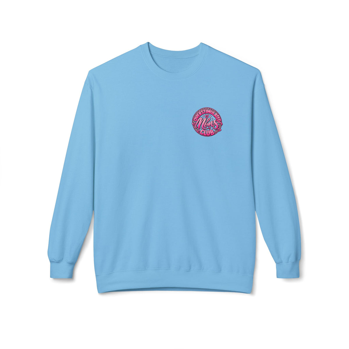 Crewneck Sweatshirt — 'Overstimulated Minds Club' Pink Graphic Crew