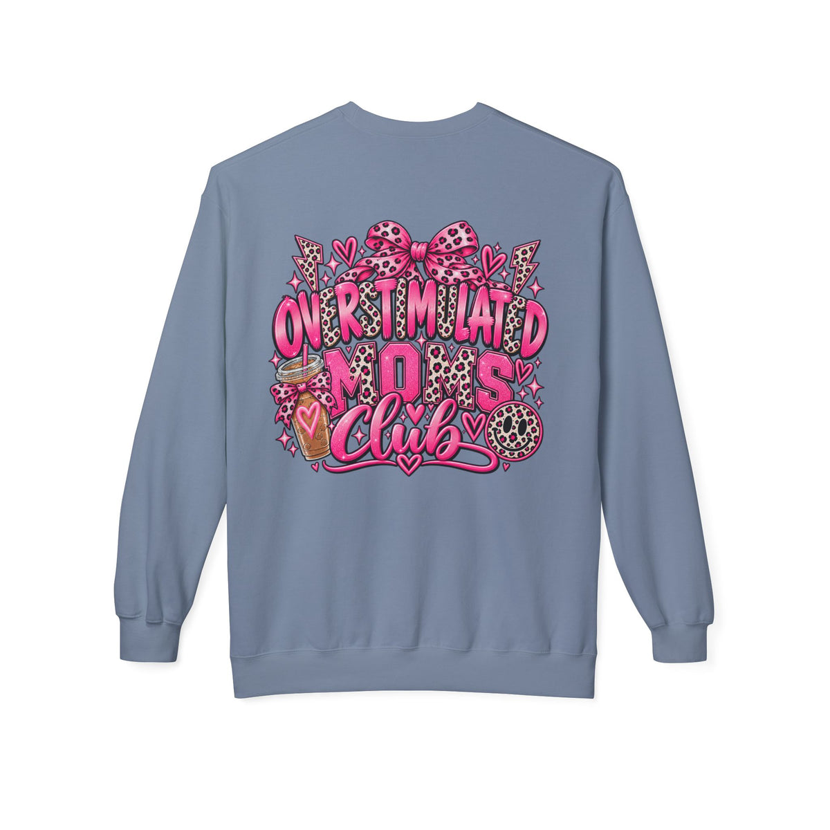 Crewneck Sweatshirt — 'Overstimulated Minds Club' Pink Graphic Crew