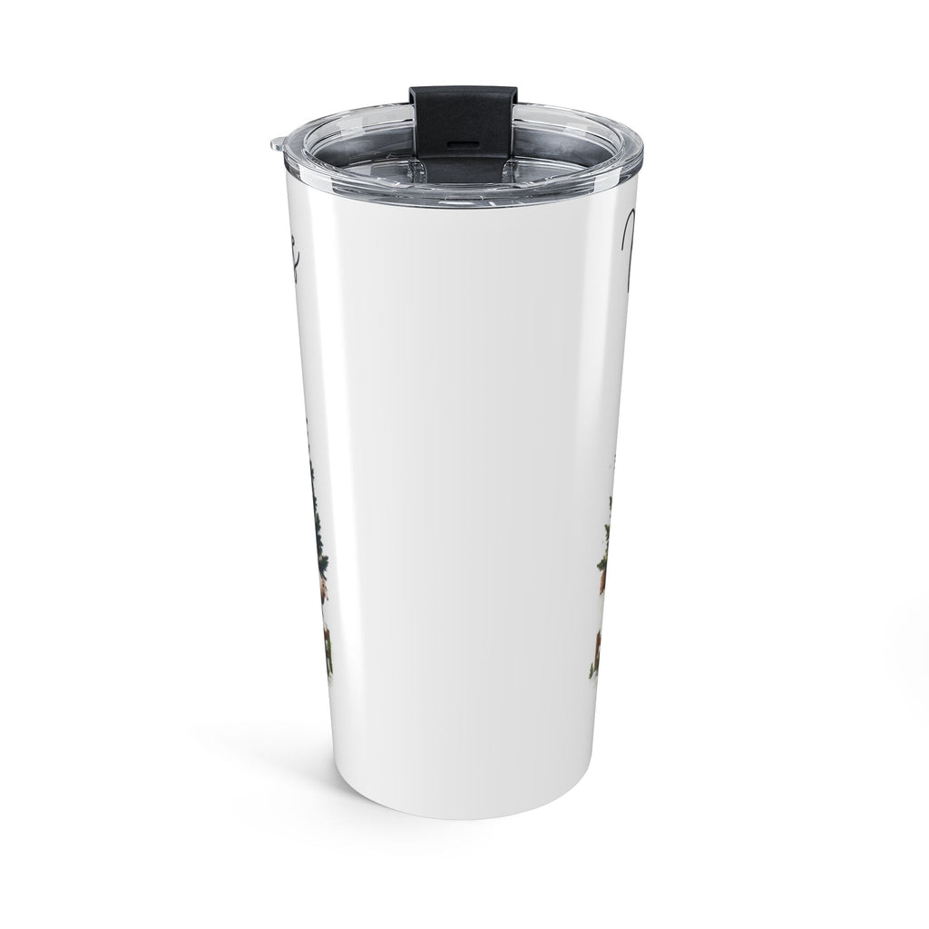 Farmhouse Christmas Barn Tumbler 20oz | Pink Barn, Tractor, Winter Farm Scene