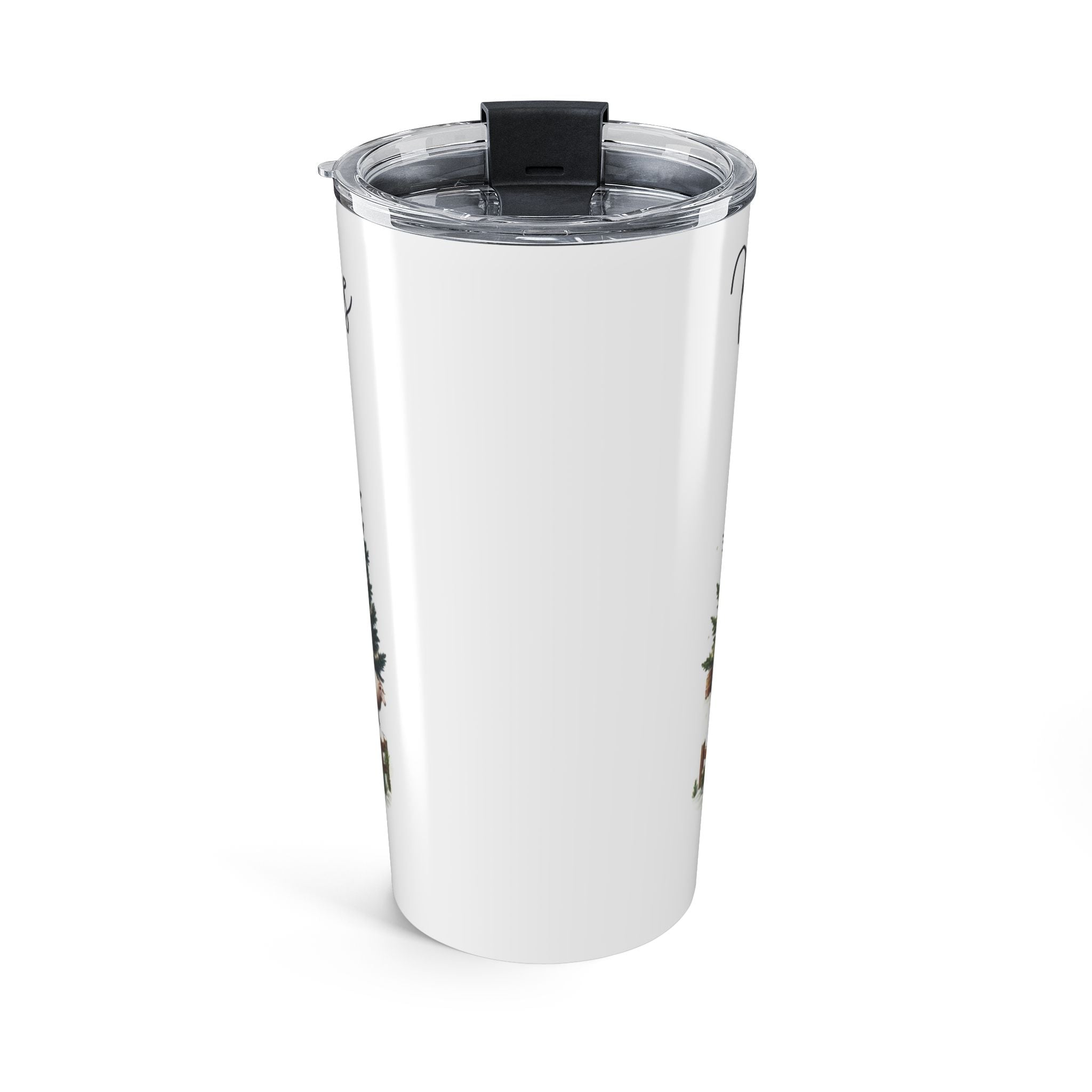 Farmhouse Christmas Barn Tumbler 20oz | Pink Barn, Tractor, Winter Farm Scene