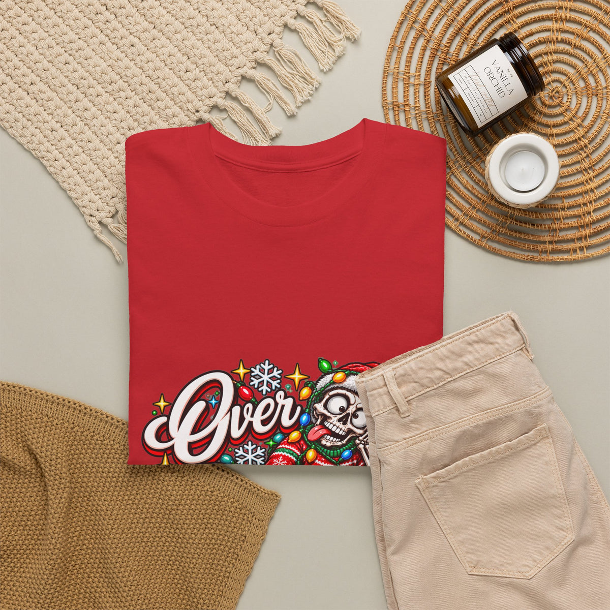 Over Stimulated Christmas Tee — Funny Holiday Santa Candy Lights T-Shirt