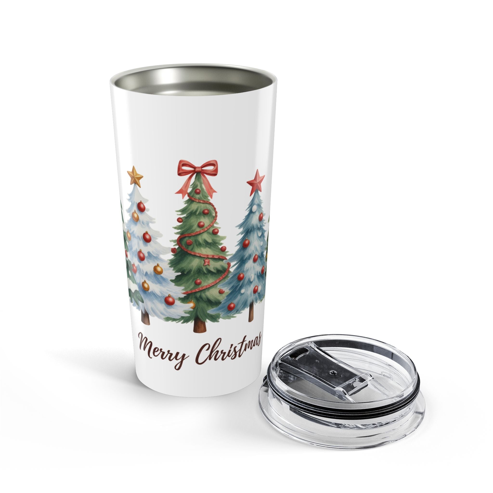 Merry Christmas Pine Tree Trio Tumbler | 20oz Stainless Travel Cup