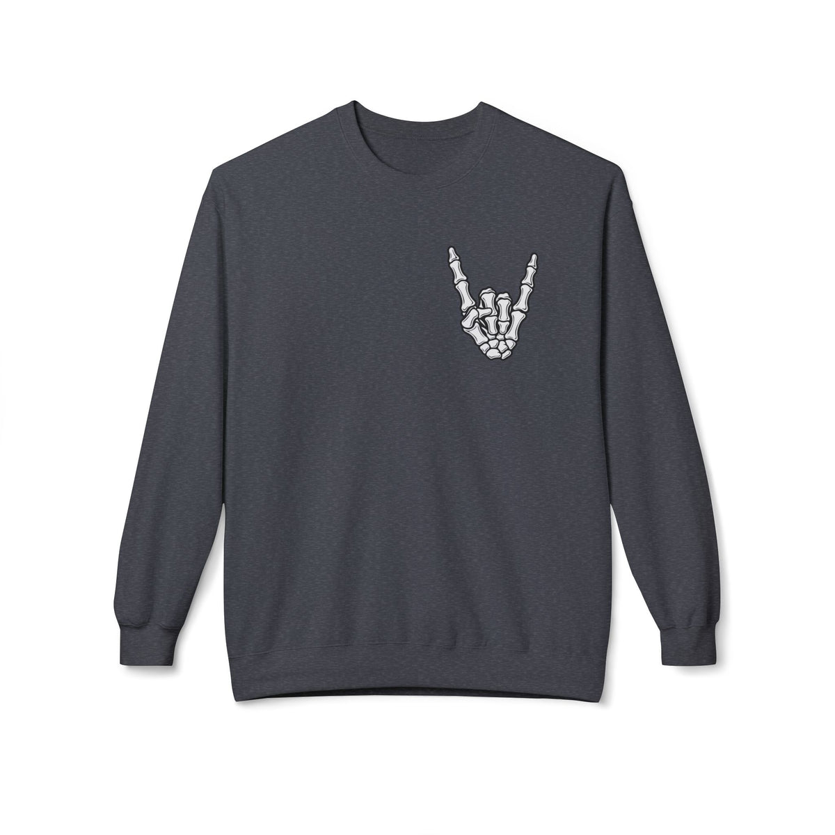 Festive Skull Holiday Sweatshirt — "Overstimulated But Still Festive" Crewneck