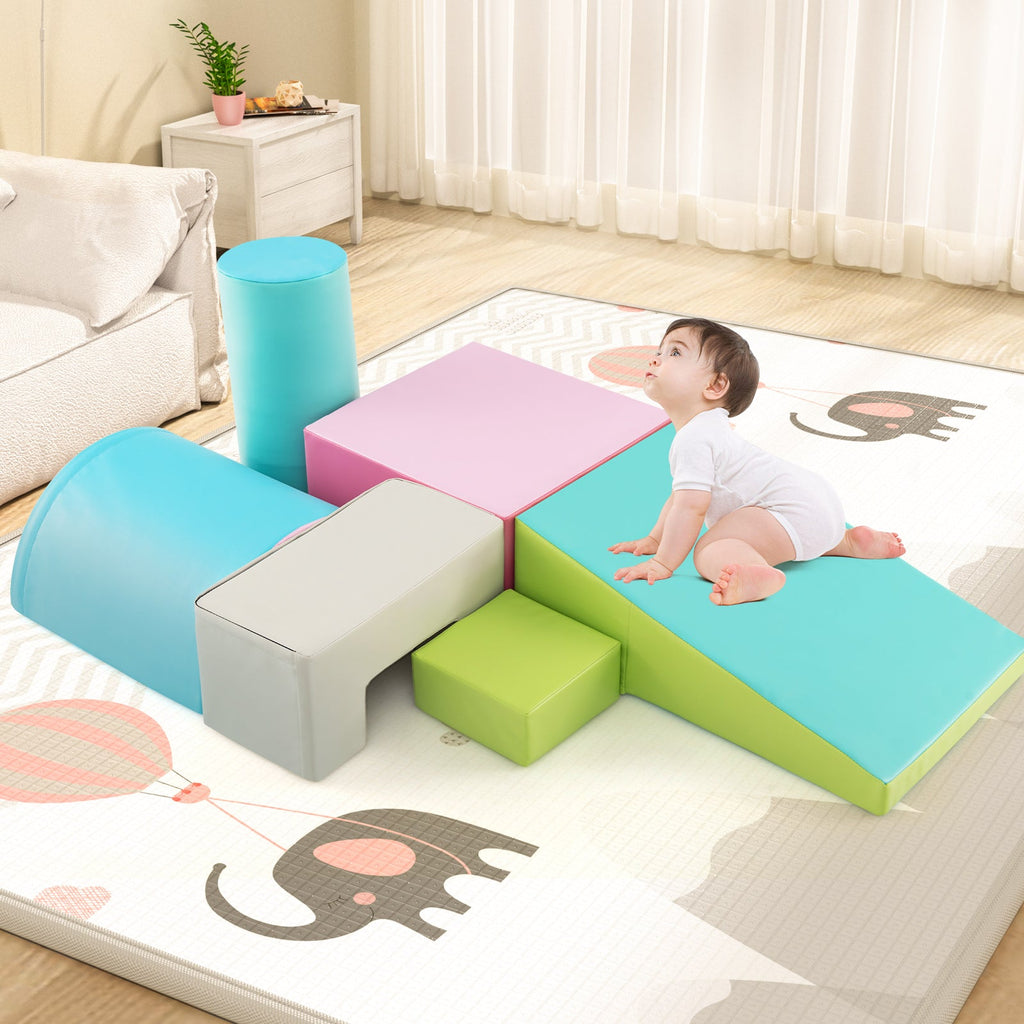 6 Pieces Foam Climbing Blocks Indoor Climb and Crawl Activity Playset with Rectangles