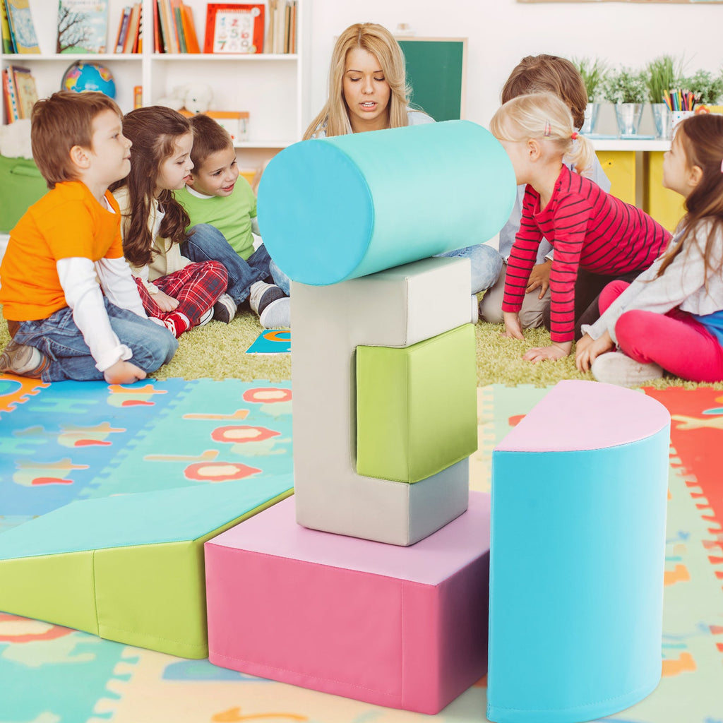 6 Pieces Foam Climbing Blocks Indoor Climb and Crawl Activity Playset with Rectangles