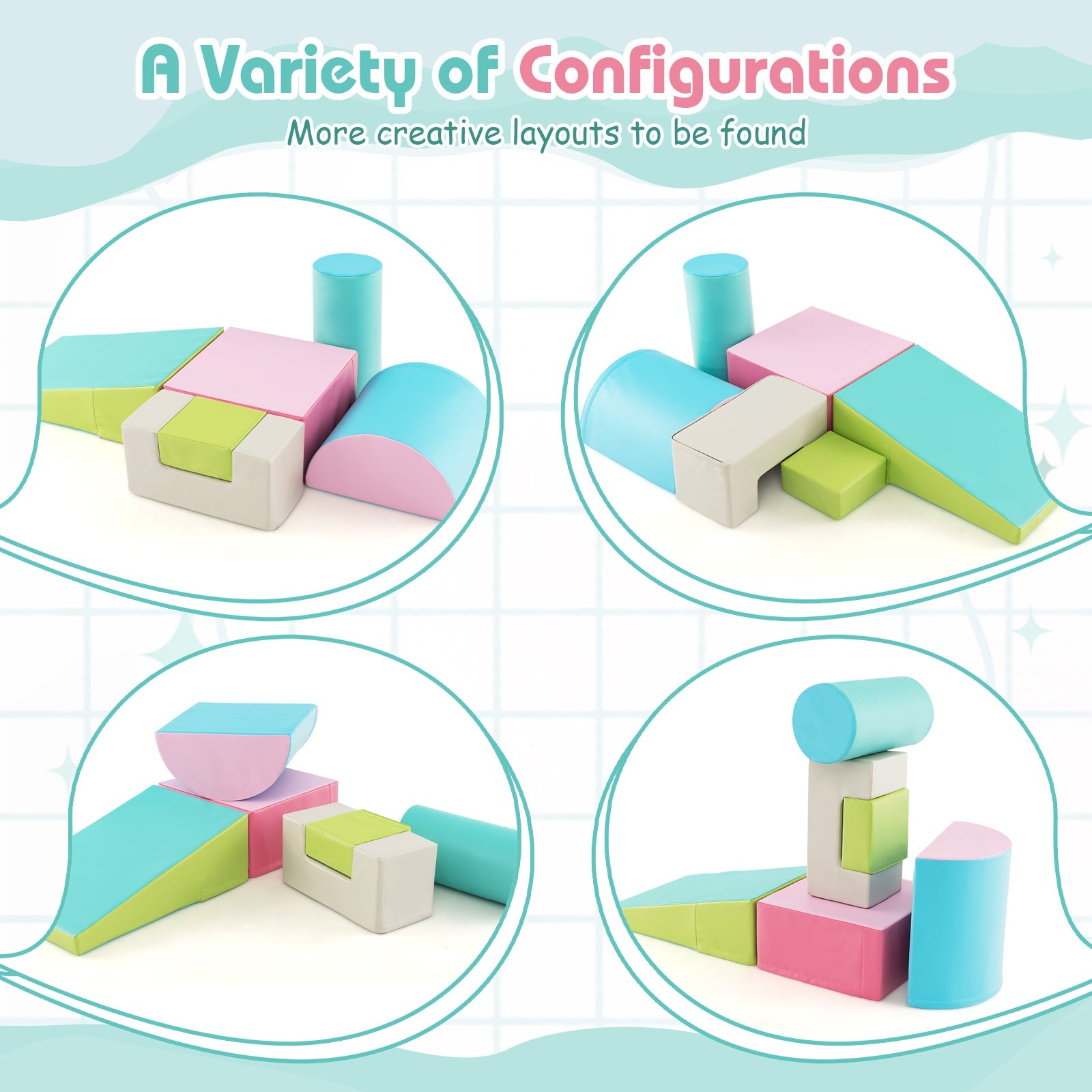 6 Pieces Foam Climbing Blocks Indoor Climb and Crawl Activity Playset with Rectangles
