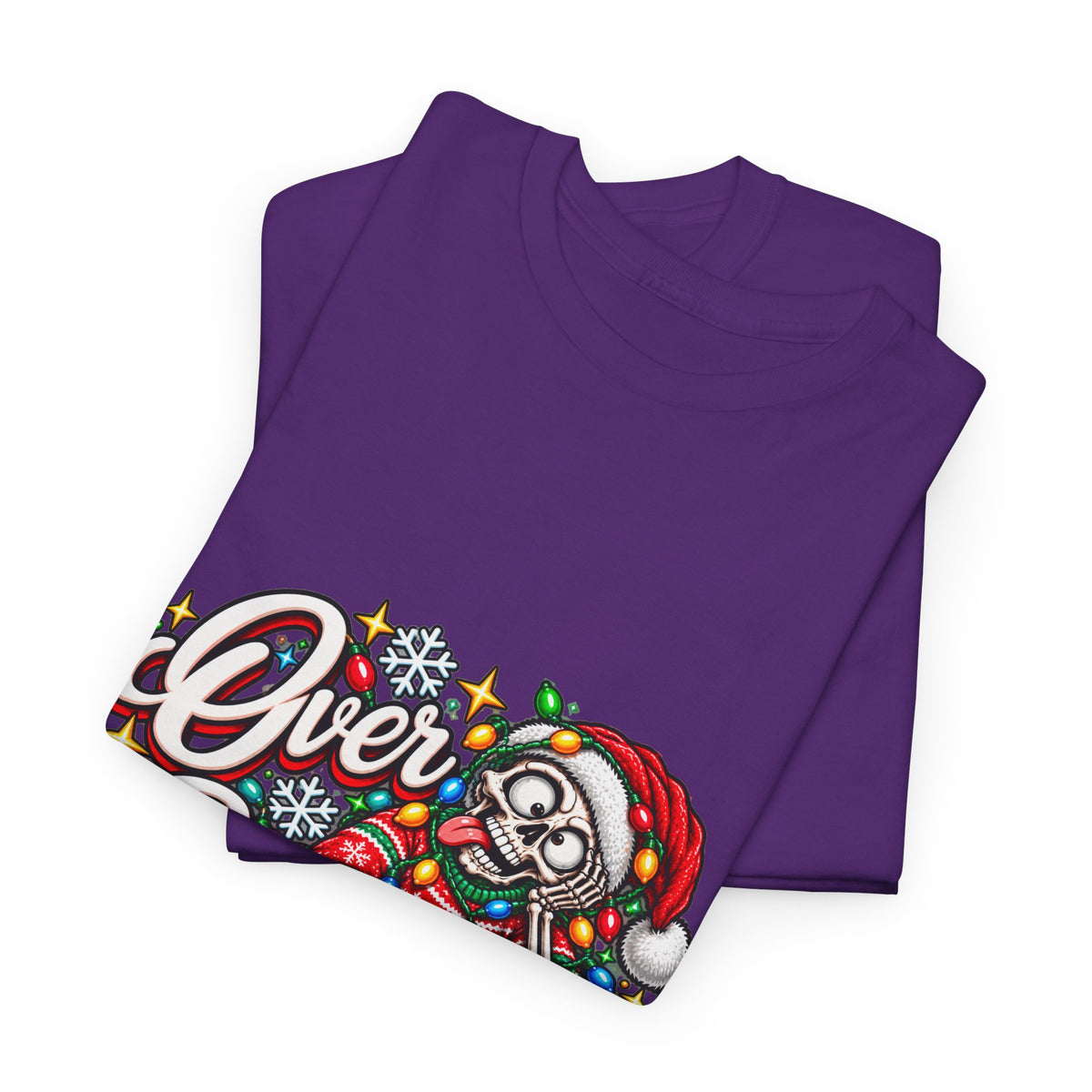Over Stimulated Christmas Tee — Funny Holiday Santa Candy Lights T-Shirt