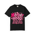 Motherhood Rocks T-Shirt | Retro Pink Floral Mom Shirt