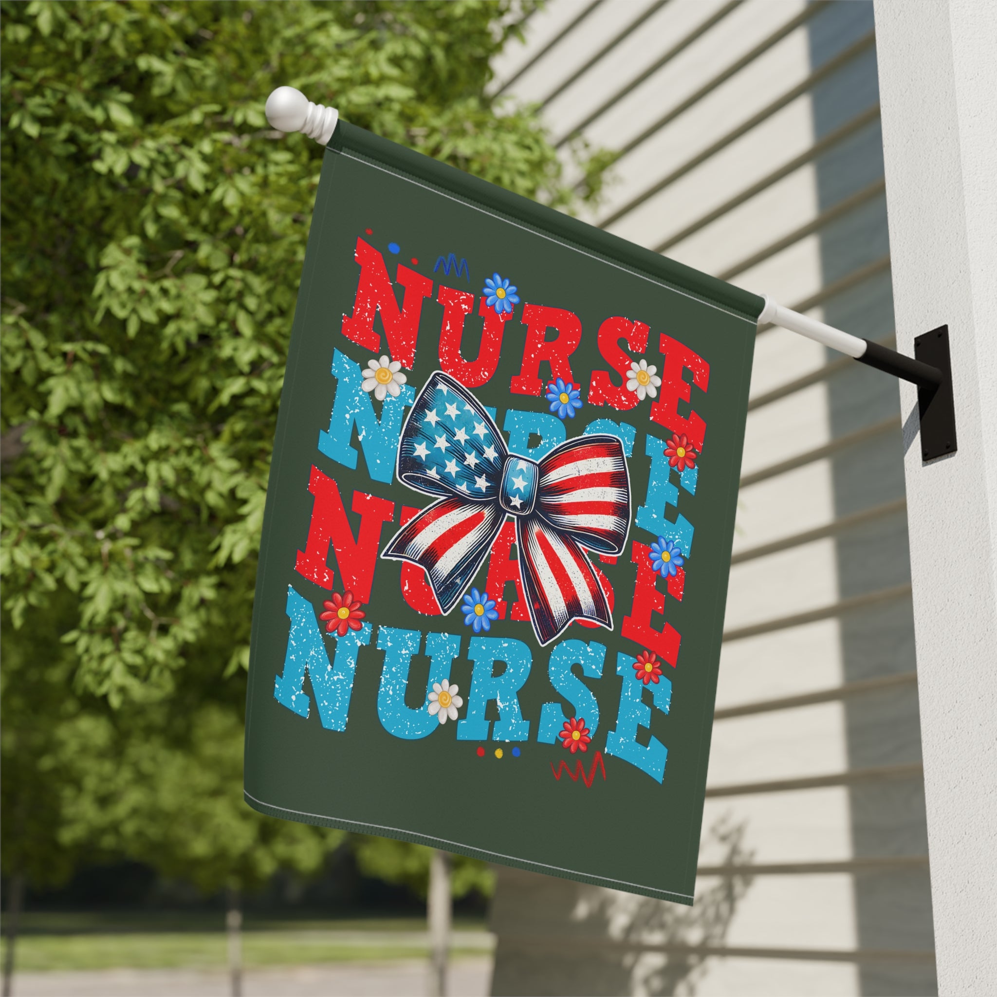 Nurse Garden Flag – Patriotic American Flag Bow Nursing Garden Banner