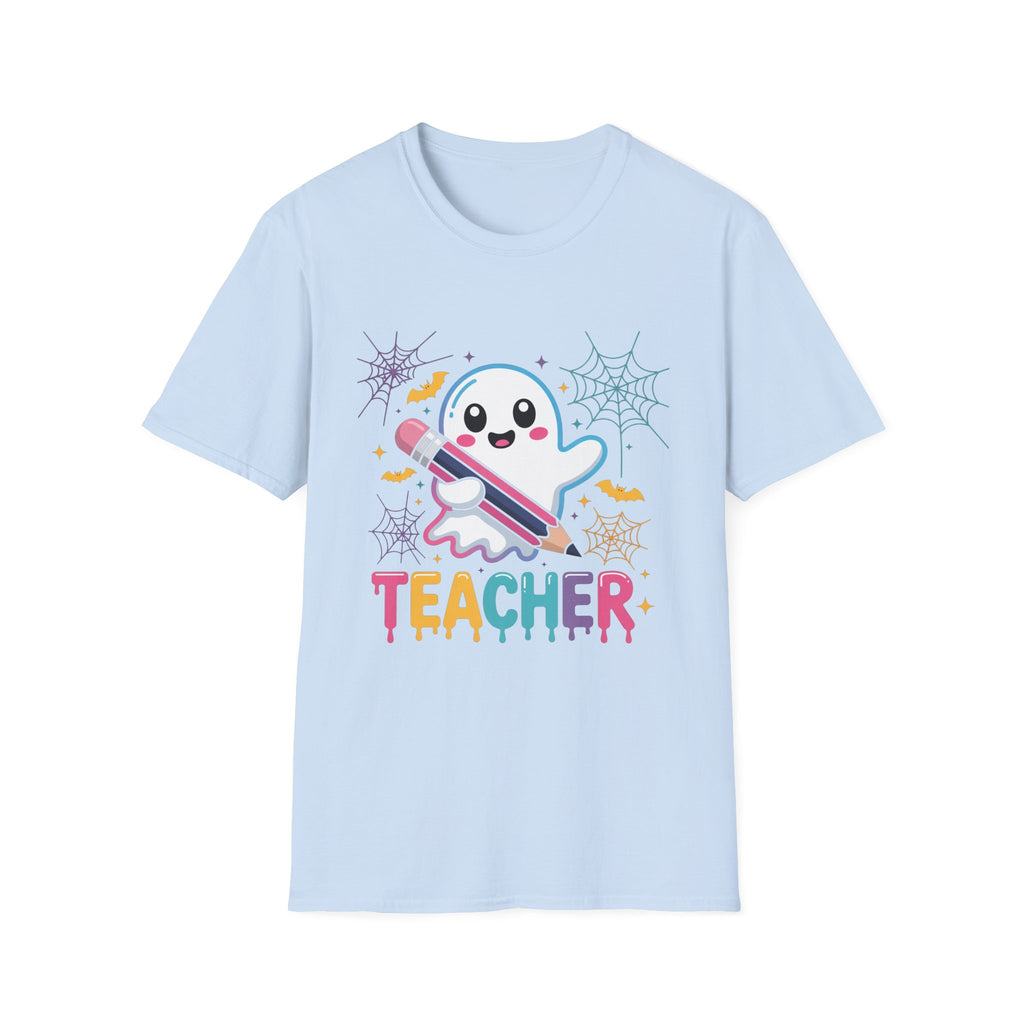 Cute Ghost Teacher T-Shirt | Halloween Teacher Tee, Spiderwebs & Bats
